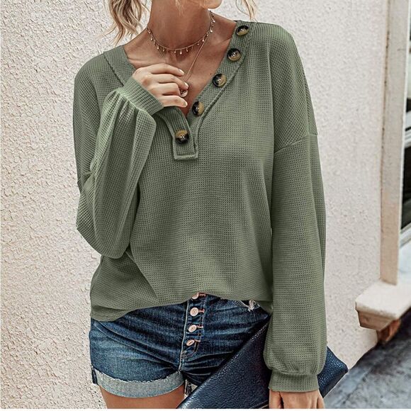 Casual V-Neck Top   - Picture 2 of 3